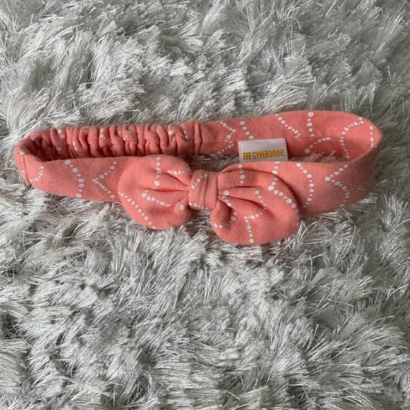 Gymboree Headband Jersey Peach WHite Soft OSFA 100% Cotton Bow - Picture 3 of 3